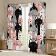thumbnail image 2 of jejeloiu Cartoon Cute Kitten Black Out Curtains,Kawaii Pet Cat Curtains Pack of 2 (42x63 Each),Pink Gray Black Bedroom Curtains For Girls Kids,Super Cozy Room Decor, 2 of 6