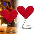 thumbnail image 2 of 1Pc Valentine Day Red Heart Tree Topper,Handmade Knitted Crochet Heart Tree Topper - Love Themed Valentine's Day Decoration,Mini Holiday Tree Decoration Ornament with Spiral Base,Red,6.3x8.3", 2 of 8