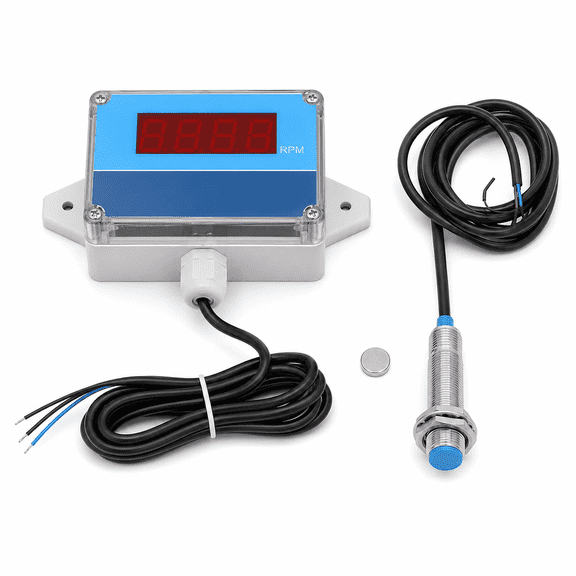 ABPETE Digital Motorcycle Tachometer, RPM LED Gauge with Waterproof Sensor, 8-24V DC Engine Speed Meter for Cars, Motorcycles, Boats and Industrial Equipment