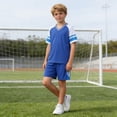 thumbnail image 5 of Piuwrlz Athletic Sets Boys Football Clothes T-Shirt and Shorts Outfit Sets Blue Size 9 Years, 5 of 9