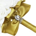thumbnail image 4 of Nvzi Ramo de novia de rosas artificiales, ramo de flores grises para dama de honor con cintas de diamantes, ramos de flores falsas para bodas, compromisos, iglesias, 4 of 5