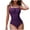 Purple, variant on Dezsed Women's Slim One Piece Swimsuits Tummy Control Bathing Suit Ruched Swimwear Sexy Backless Strap Bikini Army Green M