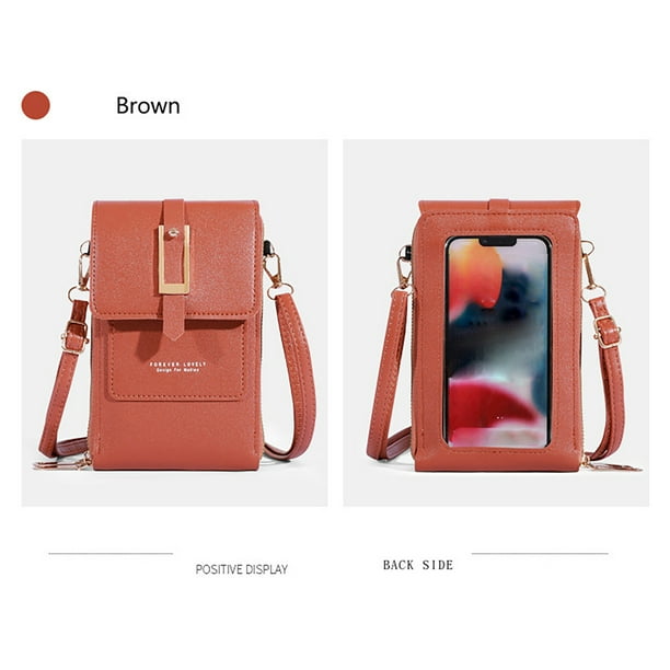Yhmxh Organizadores y almacenamiento Bolsos para teléfono con pantalla táctil para mujer, minibolsos cruzados de cuero para teléfono móvil, cartera de hombro con ranuras para tarjetas de crédito