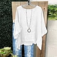 thumbnail image 2 of Plebaso Summer Tops for Women V Neck Ruffle Loose Blouses Short Sleeve Casual Plain Lightweight Tee Shirts, 2 of 5