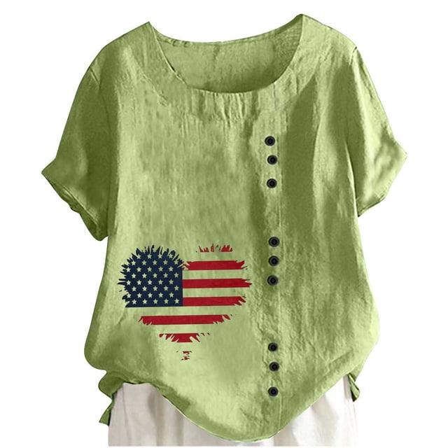 DPTALR Hauts à Manches Courtes Col Rond Femme Tops Lin Femme Tops Tendance pour Femme 2024