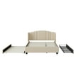 thumbnail image 6 of New Upholstered Platform Bed with Wingback Headboard, One Twin Trundle and 2 Drawers, No Box Spring Needed, Linen Fabric, Queen Size, Beige, 6 of 11