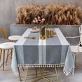 thumbnail image 1 of Table Cloth Rectangular Cotton Linen 140x220 Wipe Clean Tablecloth Grey Table Cover With Tassel For Kitchen Dining Table Decoration - 55x86 Inch, 1 of 5