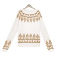 thumbnail image 4 of Cardigans pour Femmes Femmes Mode Décontractée Rétro Impression Couleur Tricot Manches Longues Col Roulé Chandail Long Cardigan en Liquidation, 4 of 5