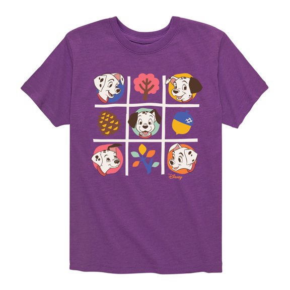 Disney - 101 Dalmatians Animated - Tic Tac Toe Grid of Puppies - Youth Short Sleeve Graphic T-Shirt
