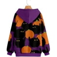 thumbnail image 4 of Chandails en Molleton à Capuche pour Femmes Manches Longues Halloween Pull avec Poche Imprimé Citrouille Squelette, 4 of 7