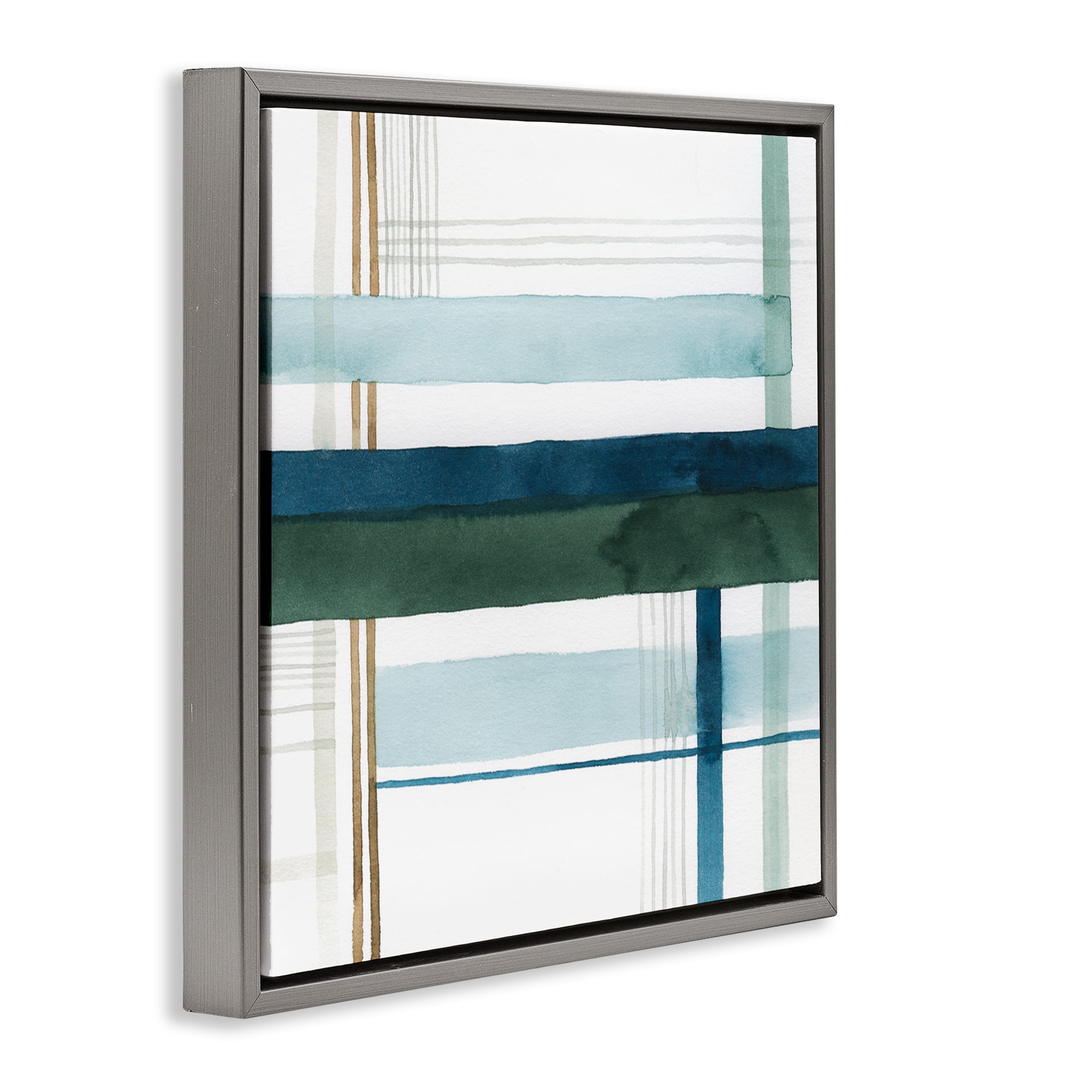 Stupell Industries Woven Green Hue Pattern Abstract Painting Gray Floater Framed Canvas Art Print Wall Art, 18 x 18