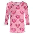 thumbnail image 4 of SZXZYGS T-Shirts Graphiques pour Femmes Crop Top Nœud T-Shirt Manches Trois-Quarts Imprimé Saint-Valentin Col Rond Été 2024, 4 of 4