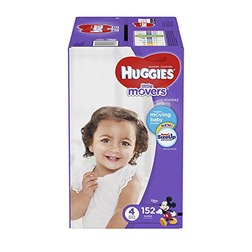 ECONOMY PLUS HUGGIES LITTLE MOVERS Active Baby Diapers fits 22-37 lb. 152 Ct Packaging May Vary Size 4 