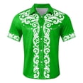 thumbnail image 4 of HOWPAY Button down Shirts for Men Short Sleeve Summer Western Cowboy Print Beach Vacation Tops Stretch Casual Regular Fit Lightweight Shirts Green M, 4 of 4