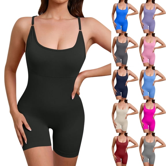 FNFYFH Womens Jumpsuits Shorts Rompers Workout One Piece Bodysuits Jumpers Yoga Summer Fashion Vacation Outfits Clothes
