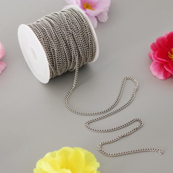 Bulto de carrete de Cadena de enlace de material acero inoxidable plateado para joyería 2.2mm Fernando Cadena de cable de acero inoxidable