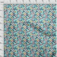 thumbnail image 4 of oneOone Viscose Jersey Aqua Blue Fabric Floral Sewing Material Print Fabric By The Yard 60 Inch Wide, 4 of 4
