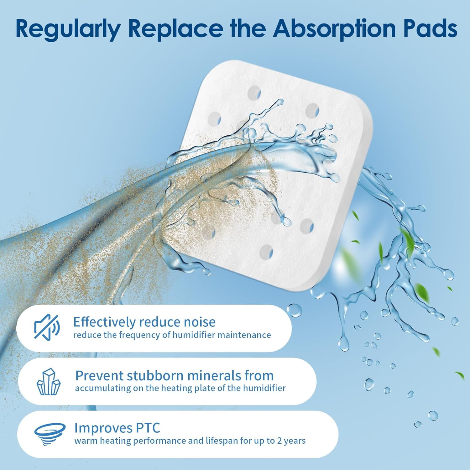 32-Pack Mineral Absorption Pads for Humidifiers, Compatible with Dreo Humidifier