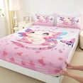 thumbnail image 3 of Manfei Girls Cute Axolotl Queen Sheet Sets 4 Pieces, Chic Butterfly Flat Sheet, Girly Pink Queen Fitted Sheet, Breathable Home Decor, 3 of 6