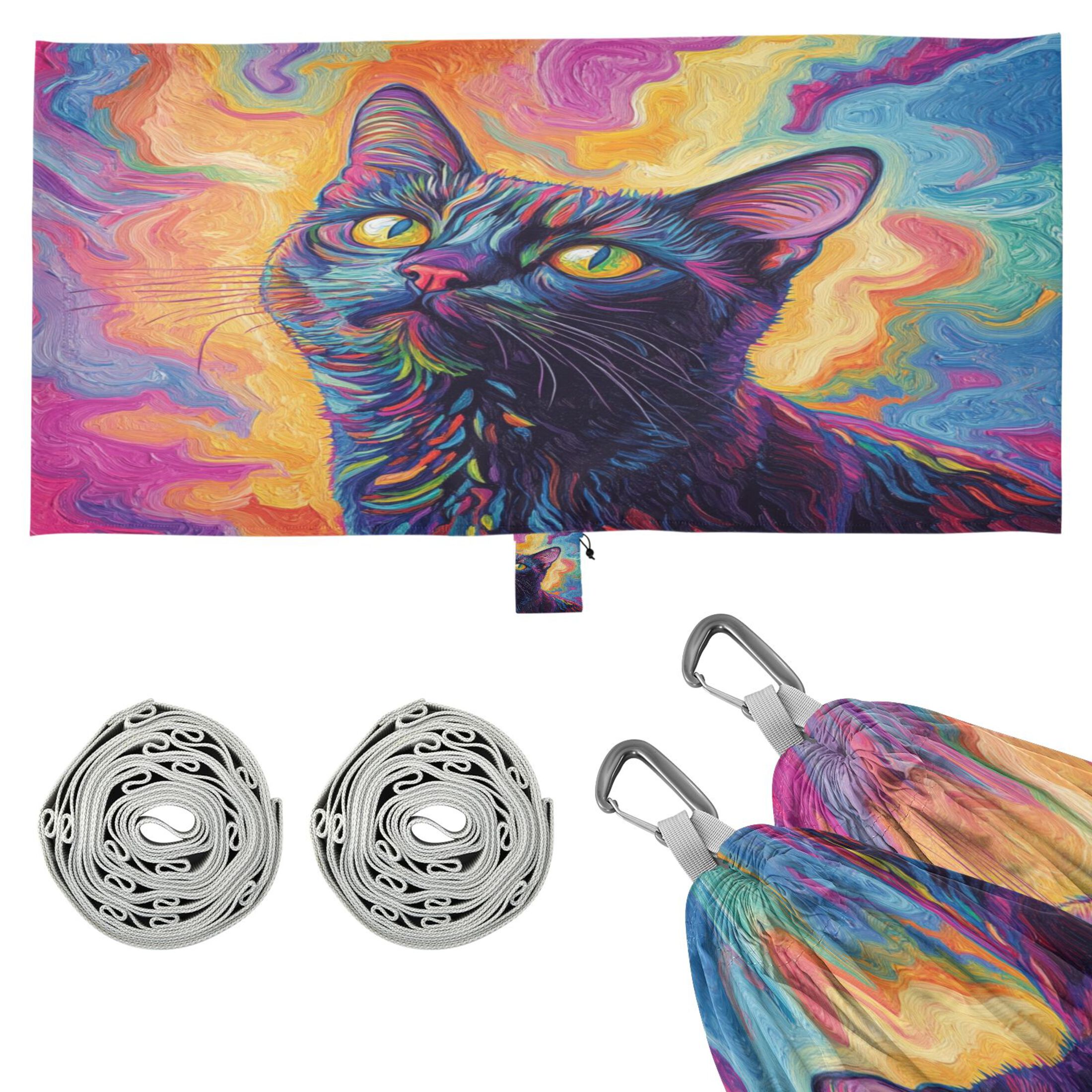 Hammock Camping Hammock Nylon Portable Hammock Travel Camping Hammock Colorful Cute Cat