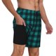 thumbnail image 2 of Balery Teal On Black Plaid Bañador para hombre, shorts de playa de secado rápido con entrepierna y forro de compresión-3X-Large, 2 of 6