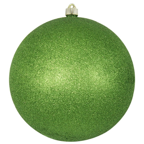 Large Shatterproof Glitter Ball Ornament, 10" (250mm), Lime Glitter