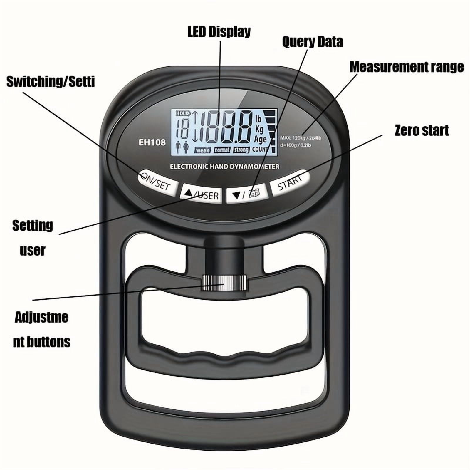 FORICOM Hand Grip Strength Tester Trainer - Electronic Hand Dynamometer Forearm Grip Strengthener Exerciser Digital Training Gauge 265 Lbs 120 Kgs for Sport Home School Use