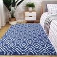 thumbnail image 7 of Lochas Luxury Velvet Shag Area Rug Plush Fluffy Rugs for Bedroom Living Room, Super Soft and Comfy Carpet, Geometric Moroccan Rugs for Girls Kids Nursery Children, 5x8 Feet, Navy Blue, 7 of 7