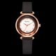 thumbnail image 4 of Reloj de cuarzo con banda de cuero de PU, marco de oro rosa con reloj de pulsera femenino con diamantes de imitación (negro), 4 of 4