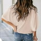 thumbnail image 4 of Tops fruncidos para mujer, cuello en V, manga corta de murciélago, blusa informal holgada de Color puro para fiesta, oficina y viajes, 4 of 5