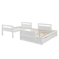 thumbnail image 5 of White Detachable Bunk Bed Twin Over Full for Kids with 2 Storage Drawers, Premium Pine Wood Bunk Bed Frame with Ladder and Guardrails for Toddlers, Teens Bedroom, Guest Room, No Box Spring Needed, 5 of 7