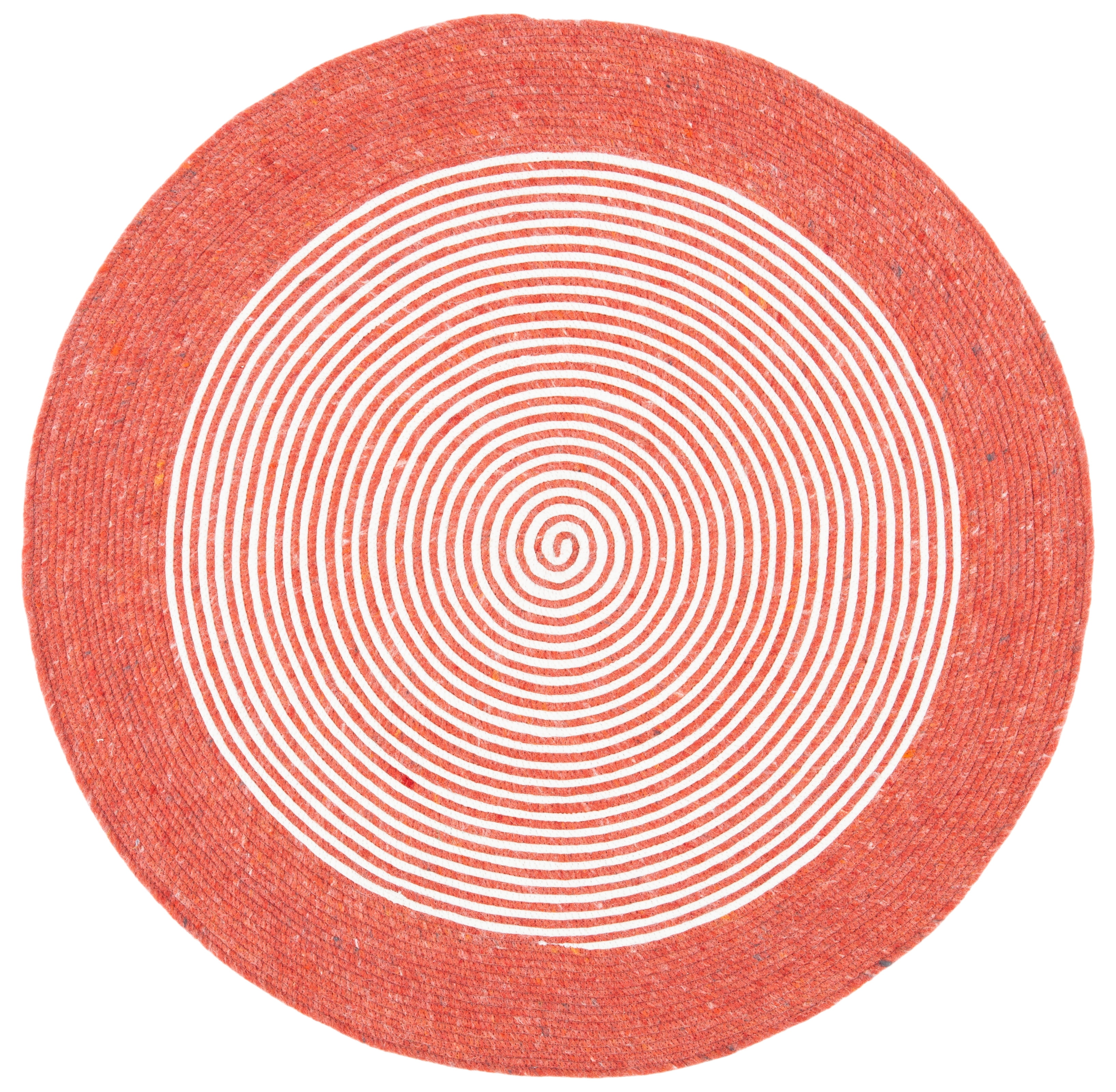 SAFAVIEH Braided Lars Geometric Reversible Area Rug, Red/Ivory, 5' x 5' Round