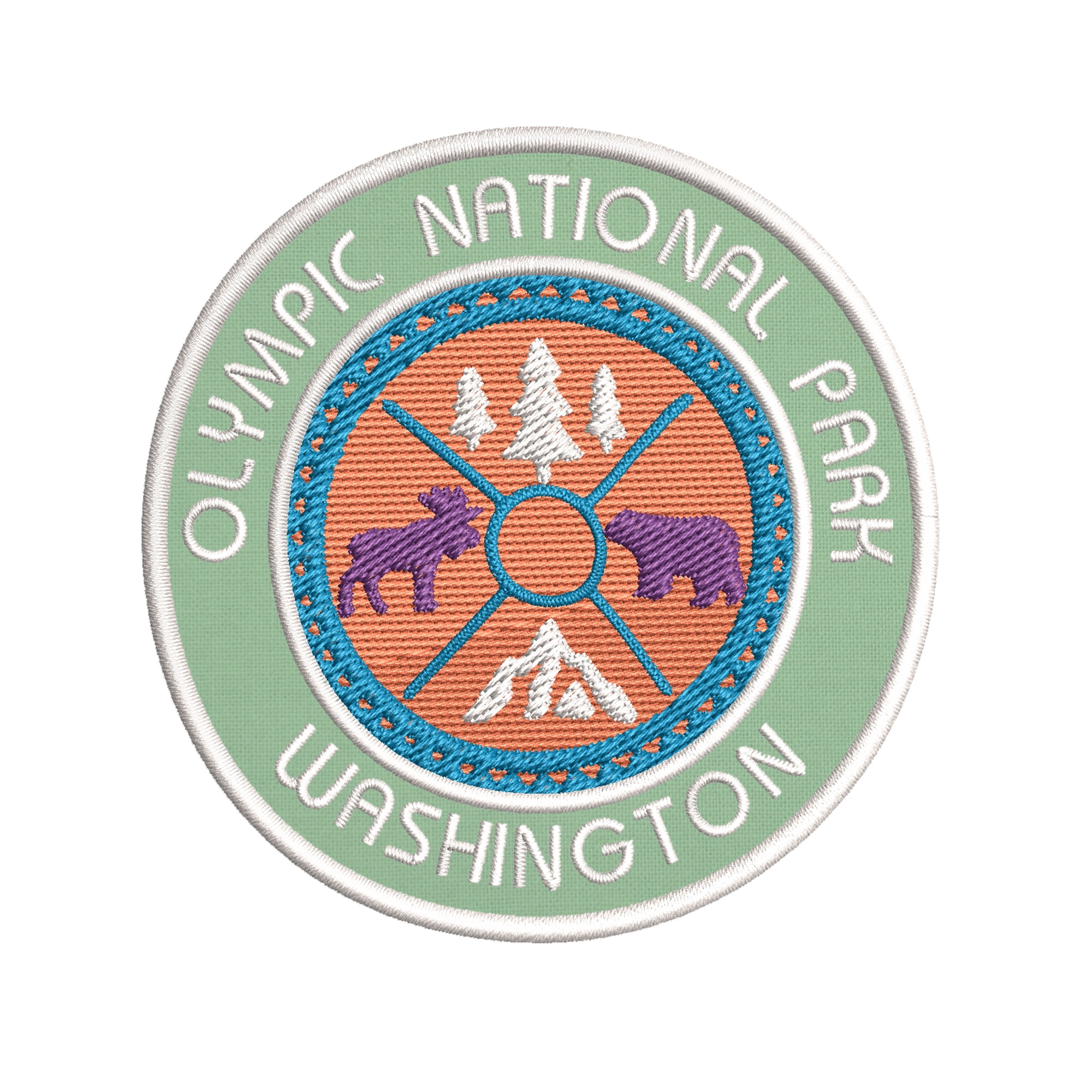 Olympic National Park, Washington Moose and Bear Embroidered DIY Iron