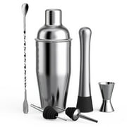6pcs Cocktail Set Boston Shaker Mixer Stainless Steel Drink Making Tool Kit for Home Bar Use