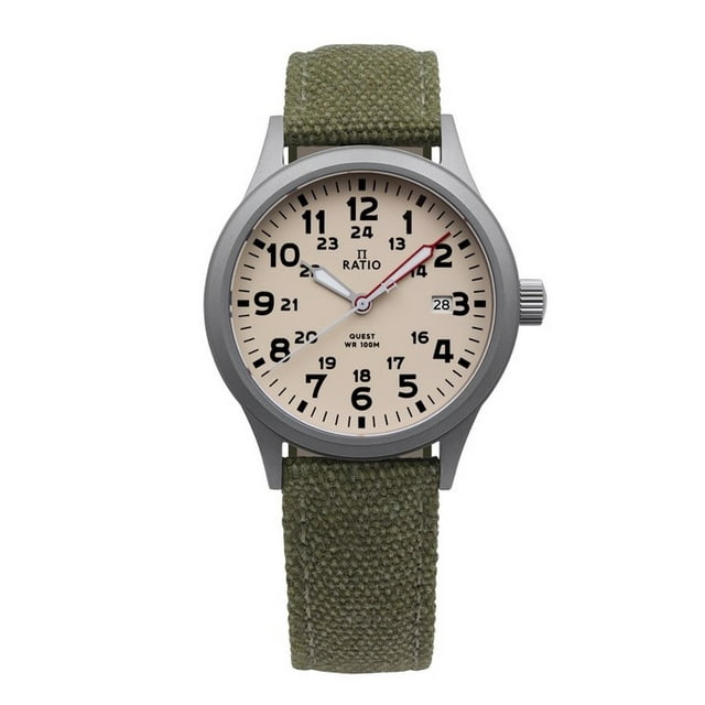 Ratio Quest Men's Field Watch Sapphire Canvas Strap Quartz RTQ019 100M Lewis And Clark Edition