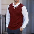 thumbnail image 2 of Dwelliawo Sweater Vest for Men Business Knitted Sleeveless Pullovers Sweater Formal Ribbed V Neck Sweaters Fashion Cable Fall Winter Vest Top 3XL, 2 of 4