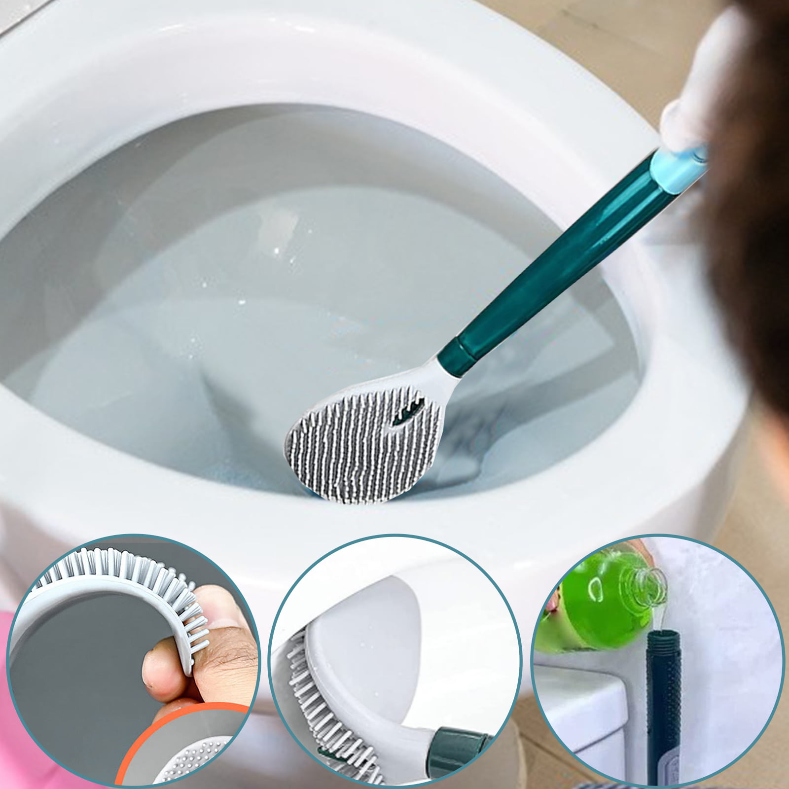 WarmthandFish Silicone Toilet Brush,Toilet Brush With Soap Dispenser, Soft  Silicone Bristle Clean Toilet Corner Easily, Floor Standing & Wall Mounted  Without Drilling For Bathroom 