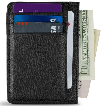 Vegan Leather RFID Blocking Credit Card Holder Slim Front Pocket Wallets for