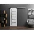 thumbnail image 5 of Sturdy Barn Door 18 x 80 inches | Quadro 4088 Nordic White with Frosted Glass | Stainless Steel 6.6FT Rail Hangers Heavy Set | Solid Panel Interior Doors, 5 of 5
