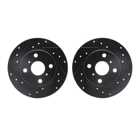 Dynamic Friction Company Rear Brake Rotors-Drilled and Slotted-Black 8002-76141