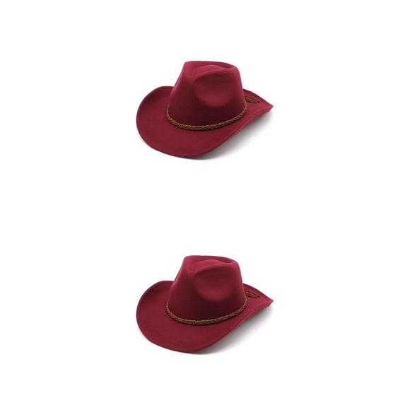 Sonducket Sombreros de vaquero, gorras cómodas para hombre, correas trenzadas, gorra multifuncional ligera, regalos de cumpleaños decorativos Vino rojo M (56-58 cm) 2piezas