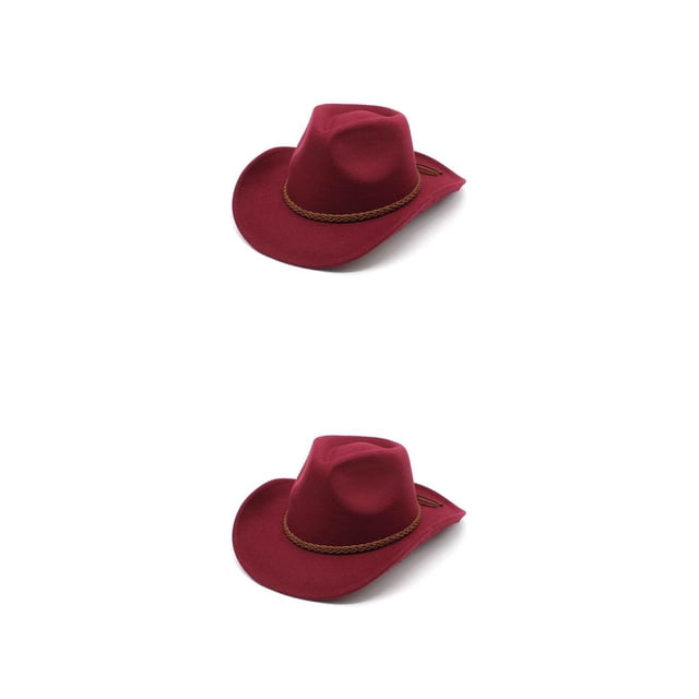 Minnieouse Sombreros de vaquero, gorras cómodas para hombre, correas trenzadas, gorra multifuncional ligera, regalos de cumpleaños decorativos Vino rojo M (56-58 cm) 2piezas