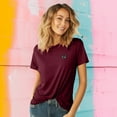 thumbnail image 3 of Dalix Butterfly Embroidered Cotton Relaxed Fit Short Sleeve Crewneck Tee Shirt Women in Maroon M Medium, 3 of 5