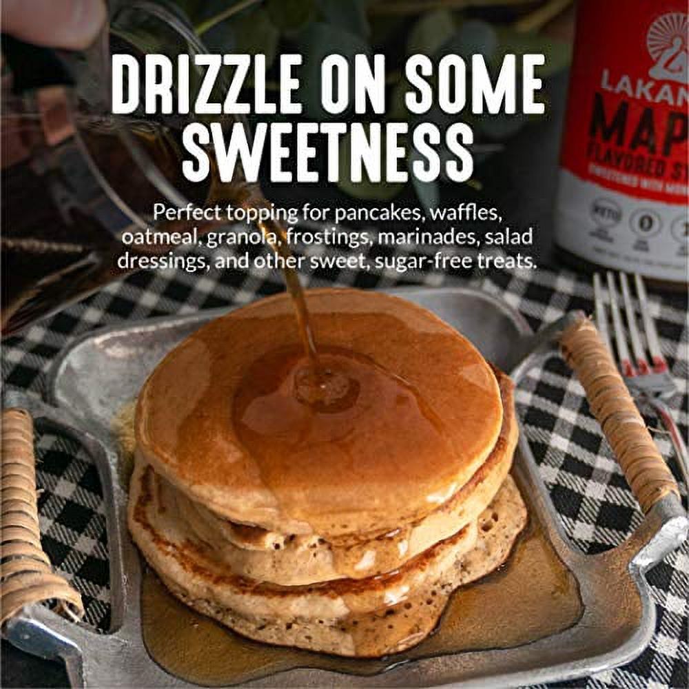 Lakanto Sugar Free Maple Syrup - Monk Fruit Sweetener, Keto Diet Friendly, Vegan, 1g Net Carbs, Pancakes, Waffles, Oatmeal, Coffee, Tea, Granola, Frosting, Marinade, Dressing (13 fl oz - Pack of 3)