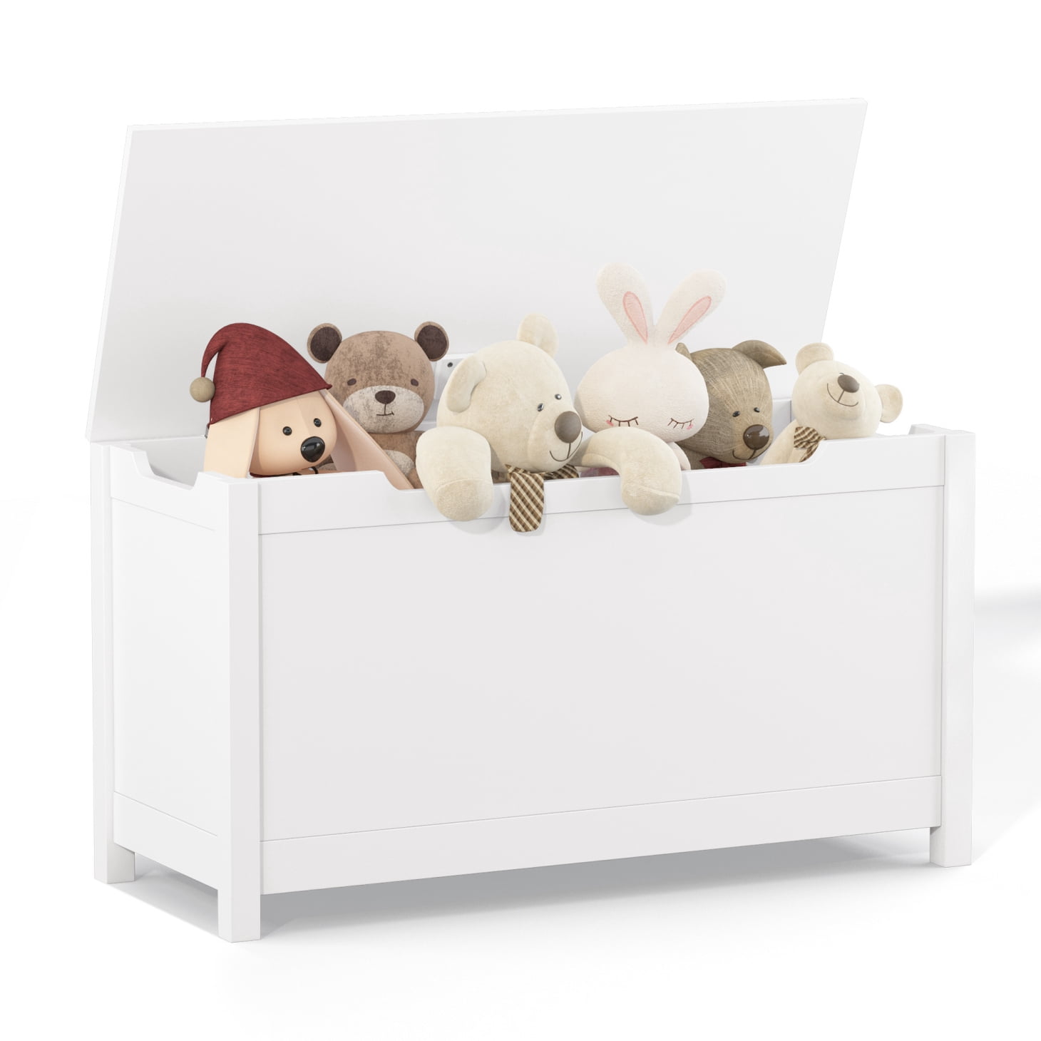 JAMPOOCA Kids Wooden Fiberboard Toy Storage Chest, White