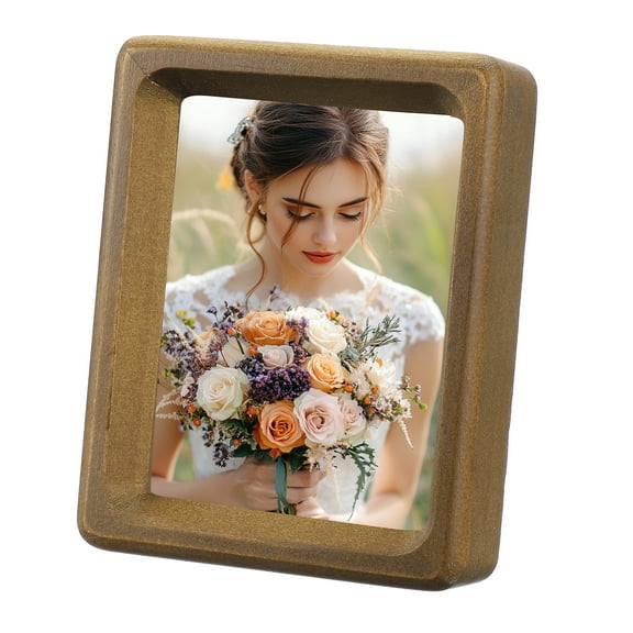 3 x 4inch Natural Wood Photo Frames, Mini Wood Finish Picture Frame Wood Tabletop Frame with Mat for Desktop Display Wall Mounting, Walnut color