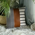 thumbnail image 6 of Bohemian Faux Leather and Striped Throw Pillow, 6 of 6