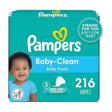 Pampers Baby Clean Wipes, Baby Fresh Scented Baby Wipes, 216 Baby Wipes Total (3 Flip-Top Packs)
