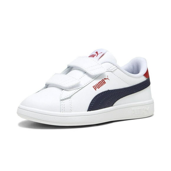 Tenis Puma Smash 3.0 L V PS para Niños 16.5 A 21.5. 392033-11 blanco 18.5
