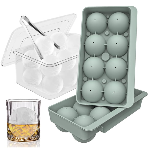 Moldes para cubitos de hielo WIBIMEN, grandes y redondos, 2,5 cm, 8 bolas azules, paquete de 2